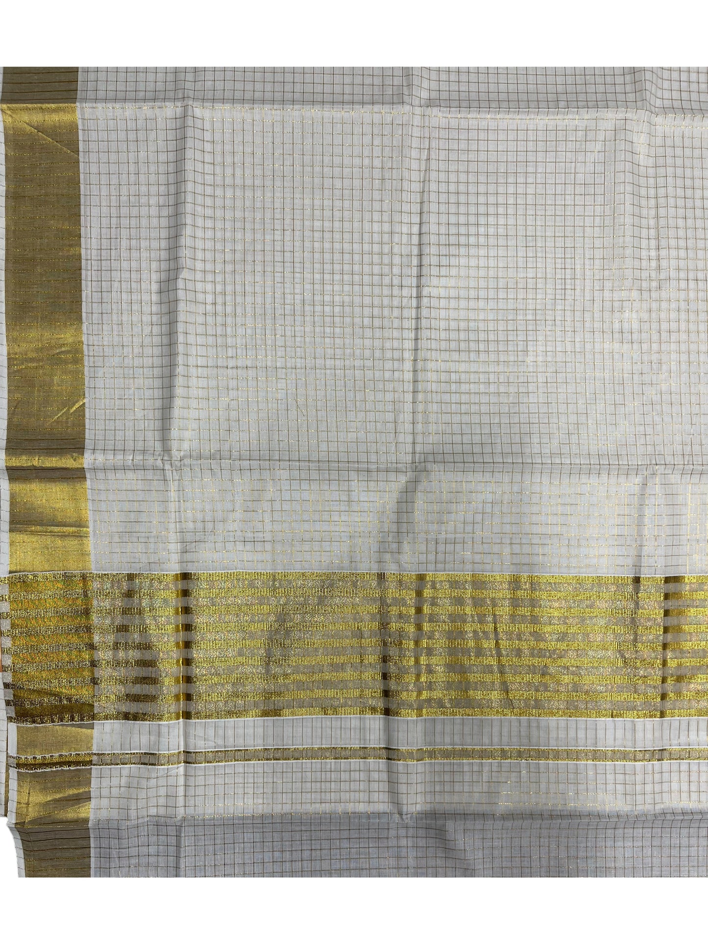 Southloom Pure Cotton Kerala Check Kasavu Saree