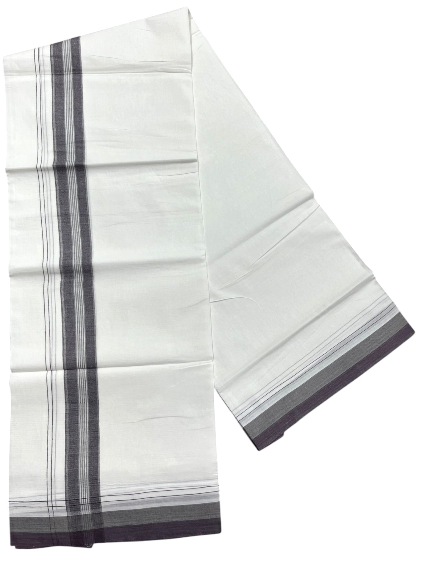 Southloom Pure Cotton Mundu with Purple Border (South Indian Kerala Dhoti)