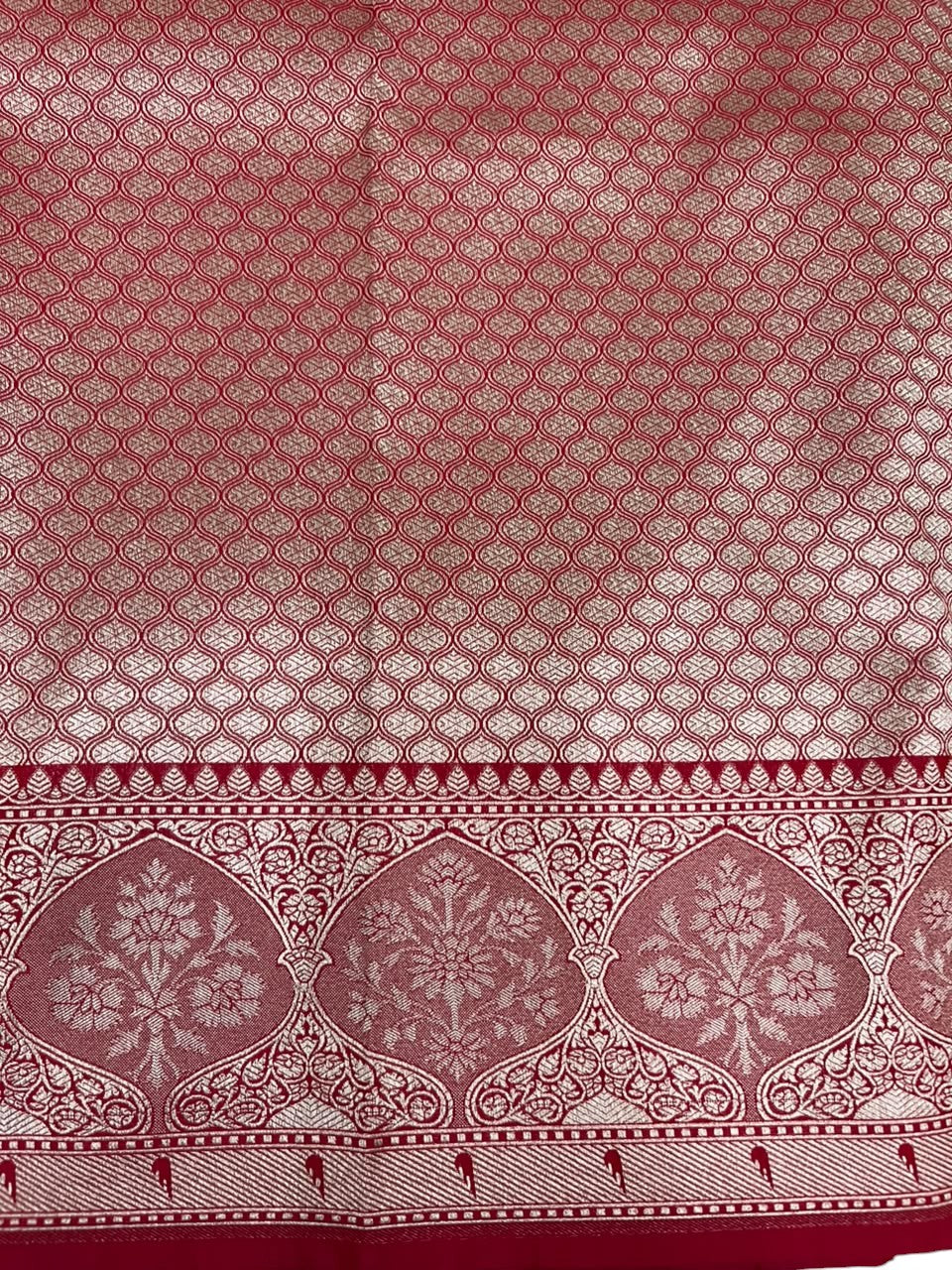 Southloom Satin Banarasi Silk Saree with Woven Work on Body And Borders In Red