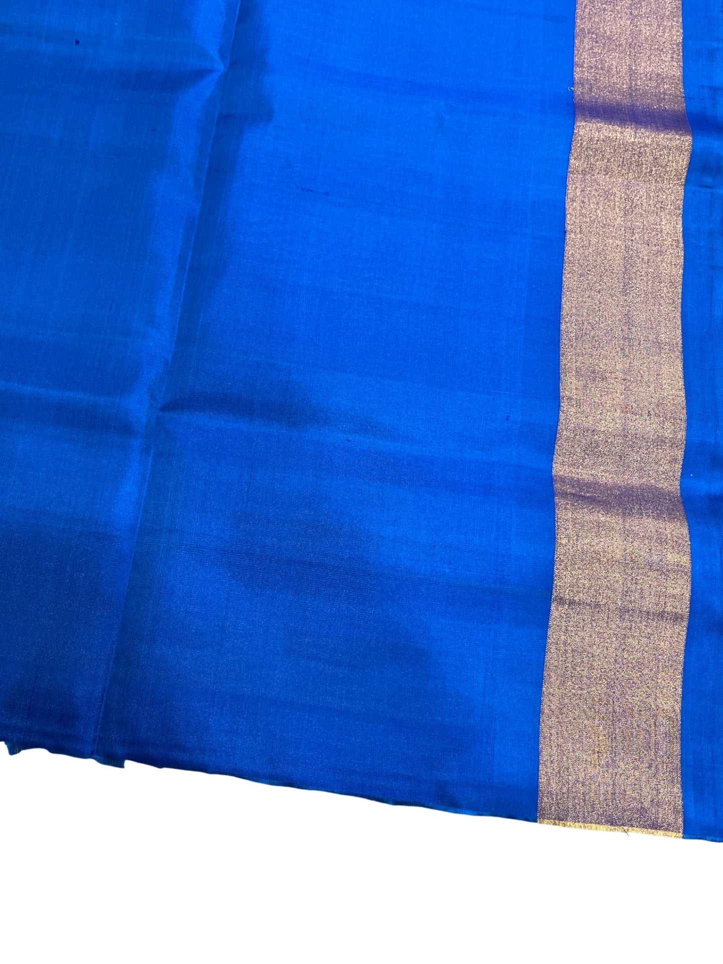 Southloom Pure Handloom Bridal Kanchipuram Silk Saree with Pochampally Work (Orange & Blue)