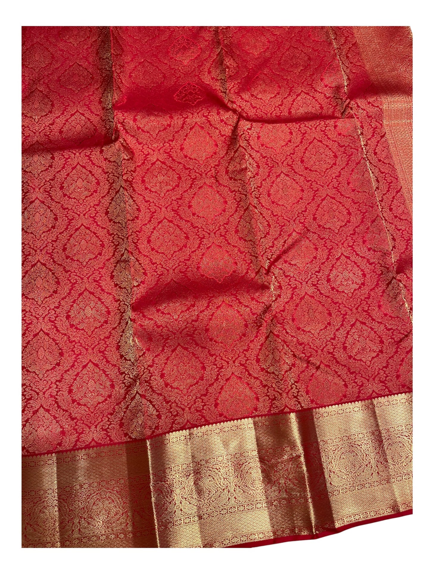 Southloom Pure Handloom Bridal Kanchipuram Silk Saree with Korvai Work (Red)