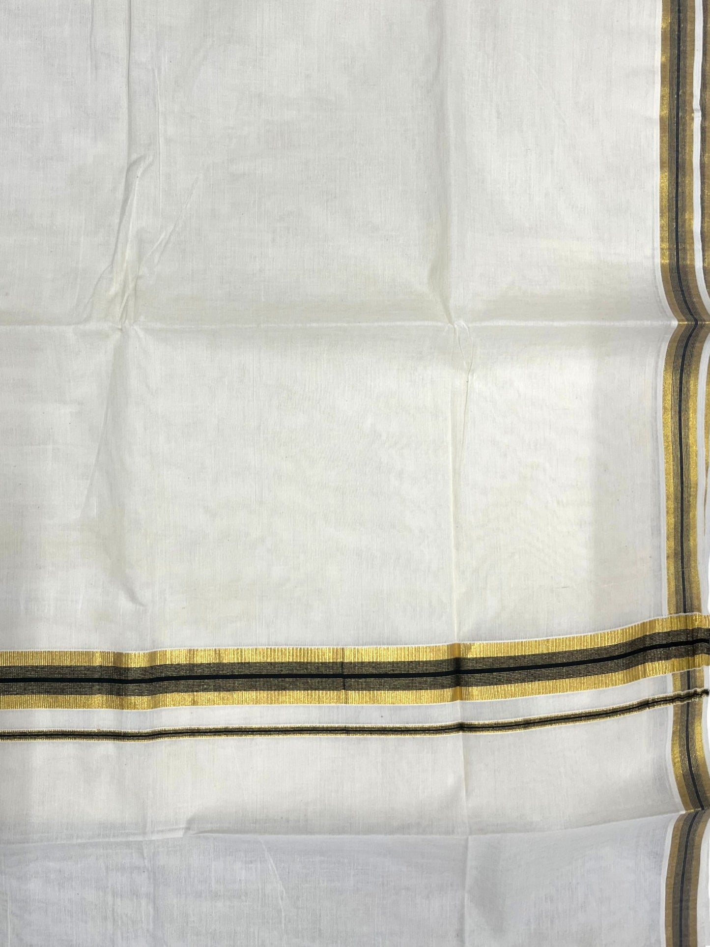 Southloom Kerala Pure Cotton Plain Saree with Kasavu and Black Border