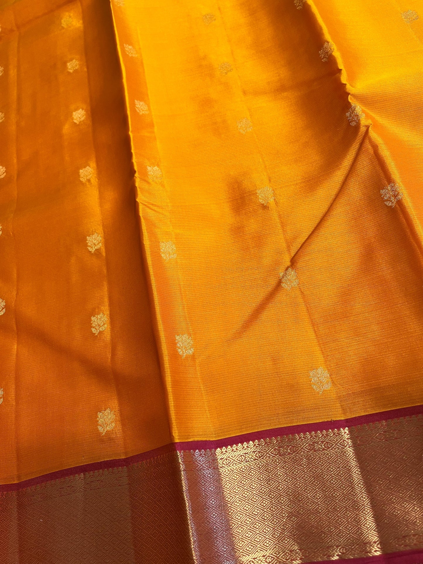 Southloom Pure Handloom Bridal Kanchipuram Silk Saree with Korvai Work (Yellow & Magenta)