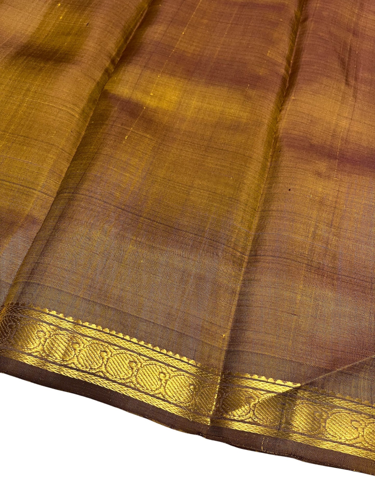 Southloom Pure Handloom Bridal Kanchipuram Silk Saree with Korvai Work (Yellow)