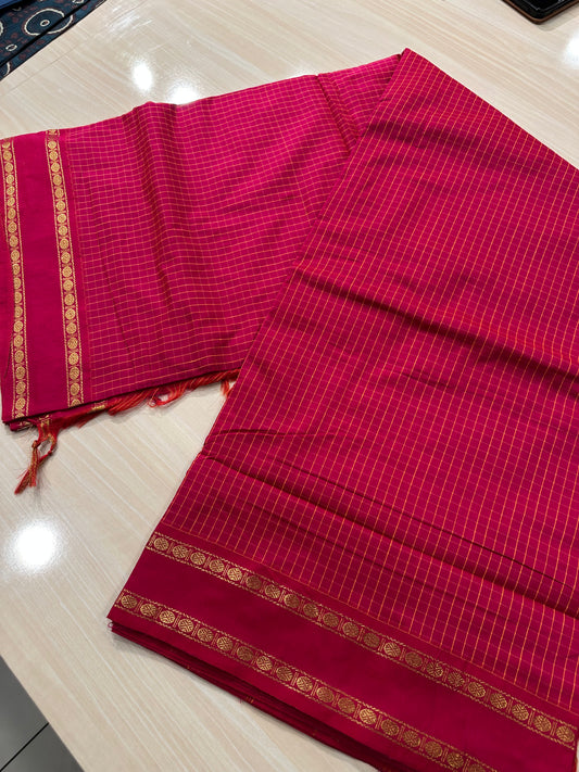 Pink Kalyani Cotton Check Saree SL236