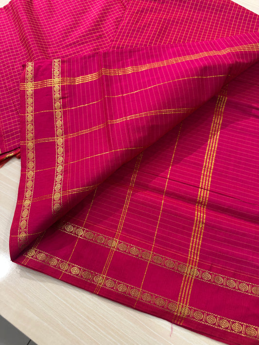 Pink Kalyani Cotton Check Saree SL236