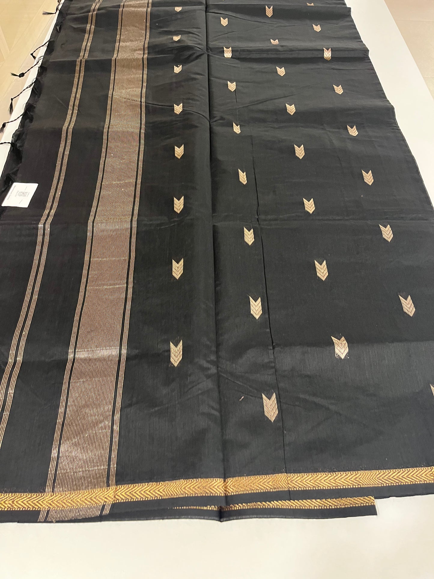 Black Maheshwari Cotton Saree SL174