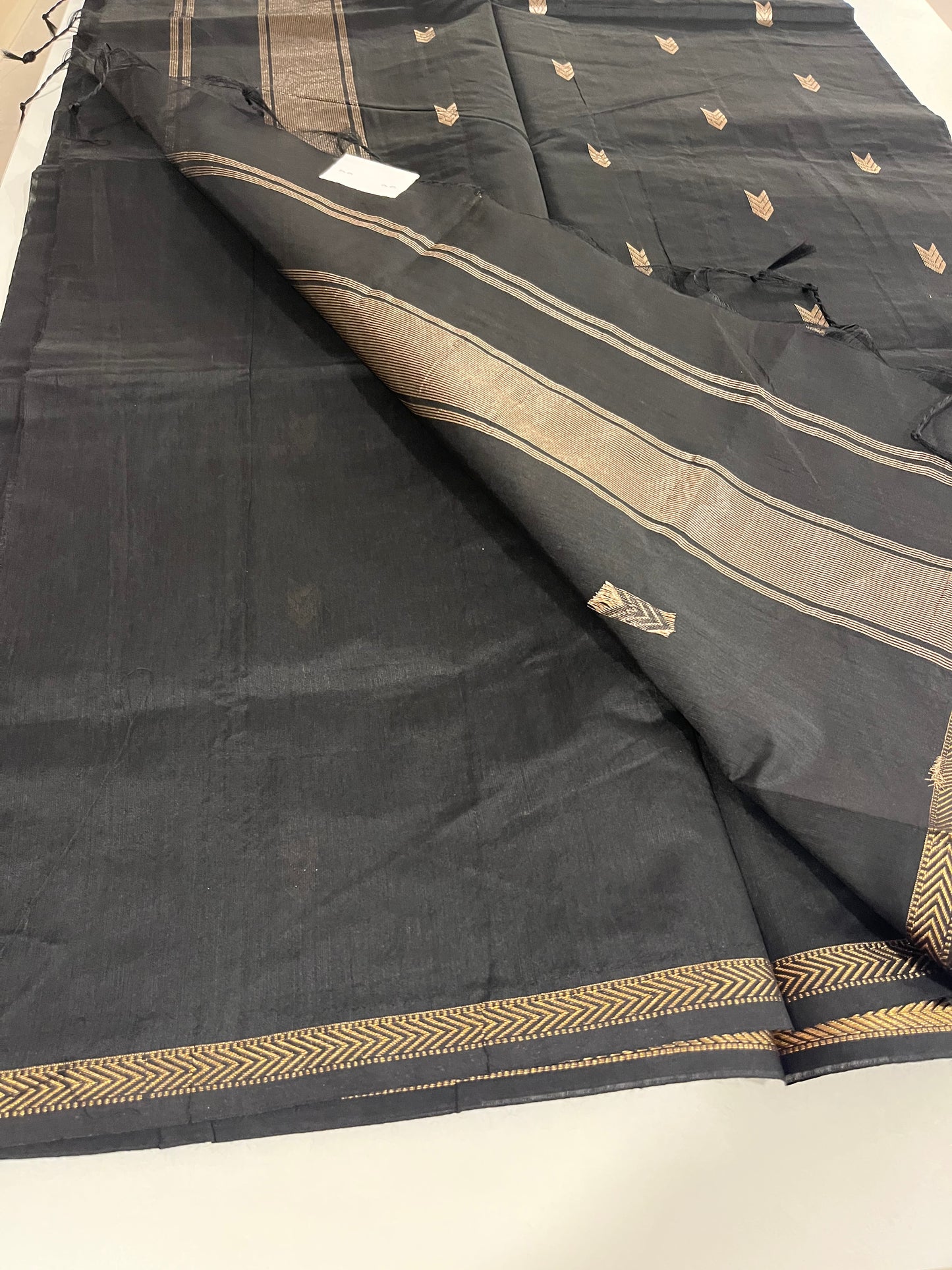 Black Maheshwari Cotton Saree SL174