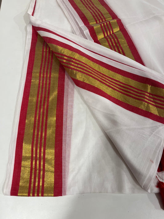 Red Mul Cotton Saree SL0019