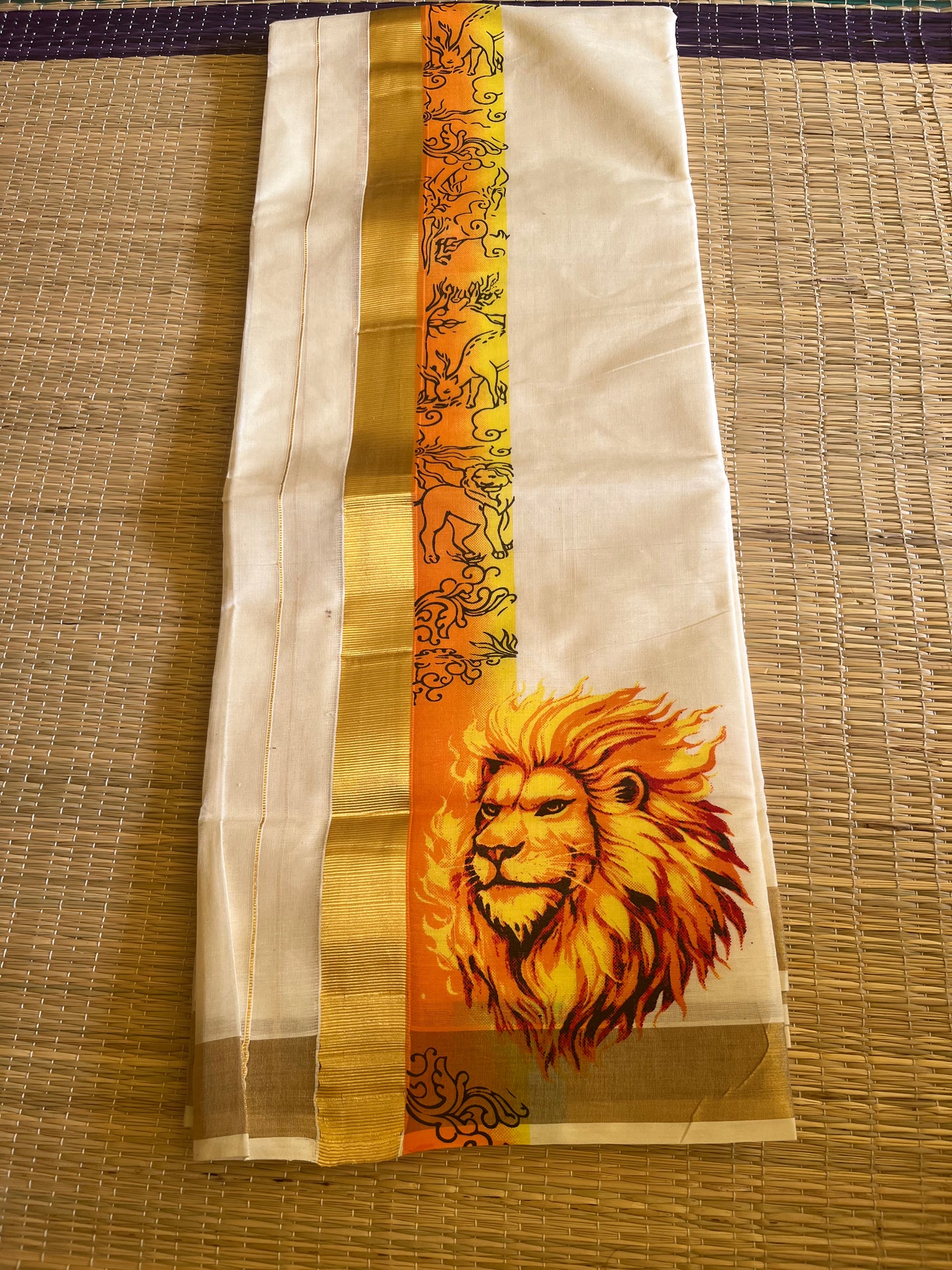 Narasimham Lion Printed Mundu SL0017