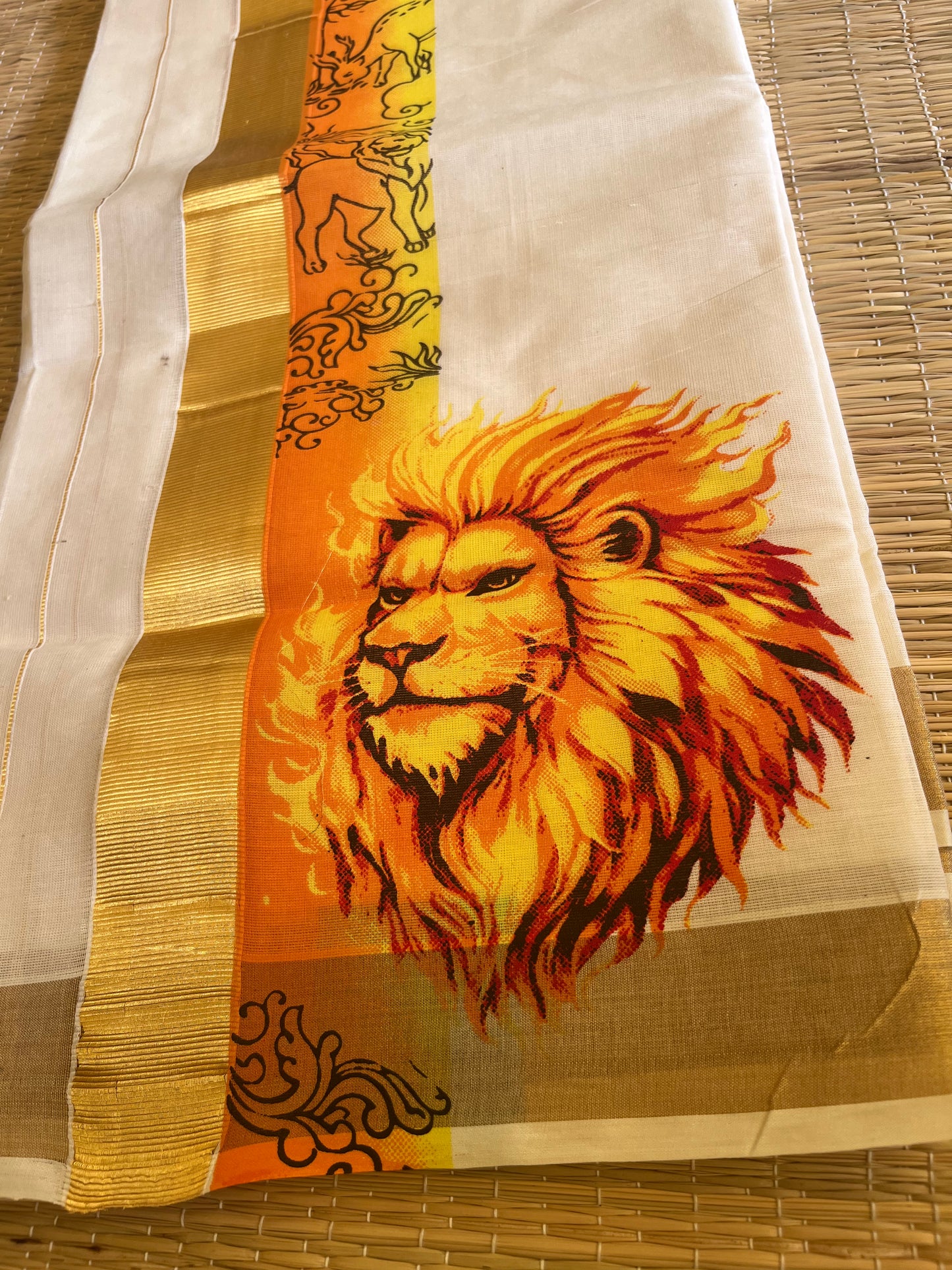 Narasimham Lion Printed Mundu SL0017