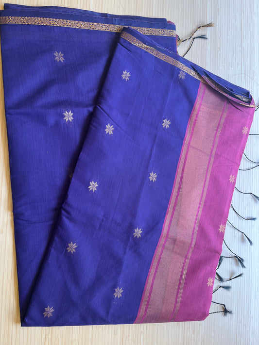 Purple and Pink Maheshwari Cotton Saree SL174