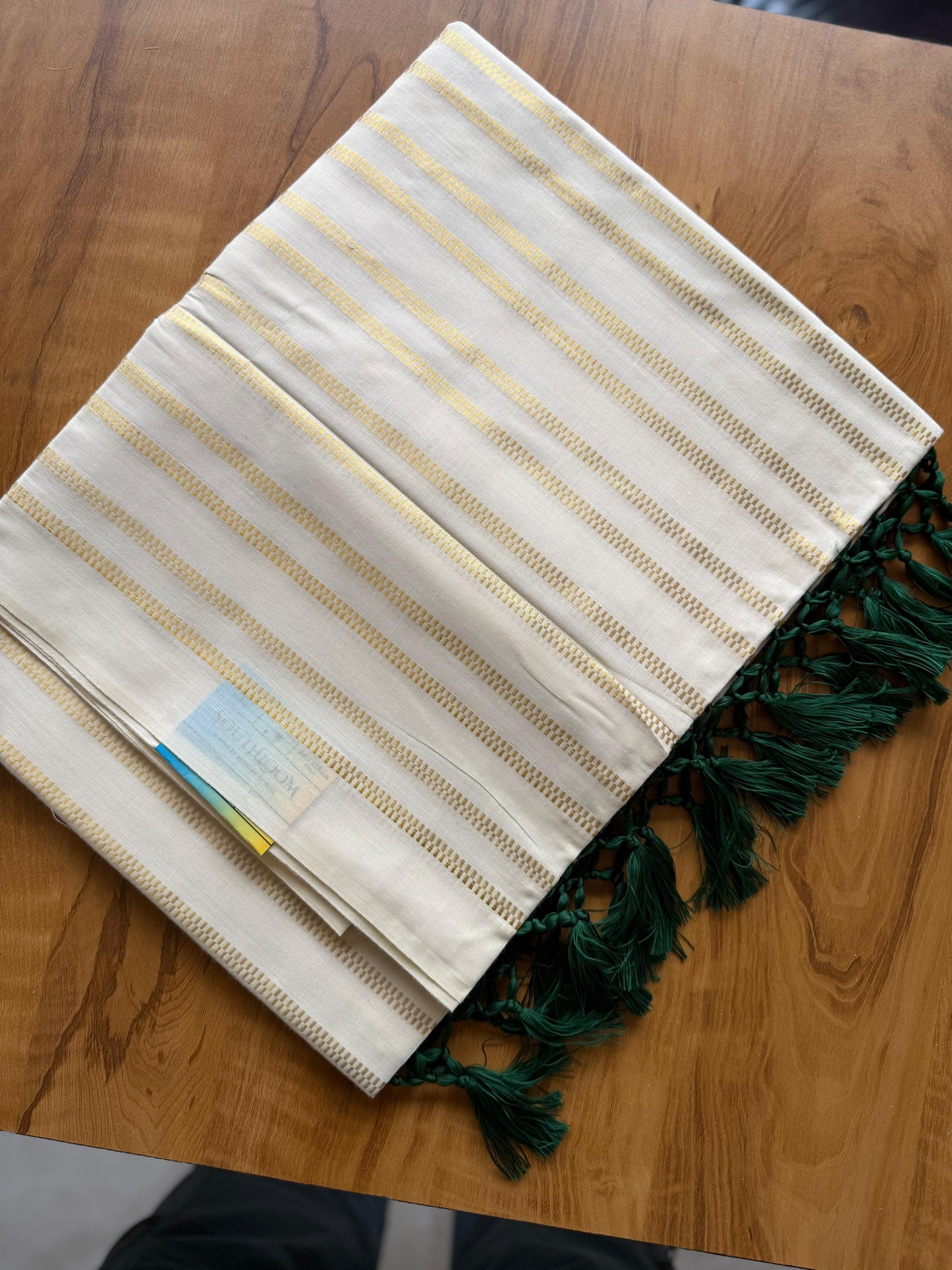 Woven Work Green Tassels Kerala Saree (SL0046)