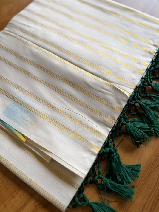 Woven Work Green Tassels Kerala Saree (SL0046)