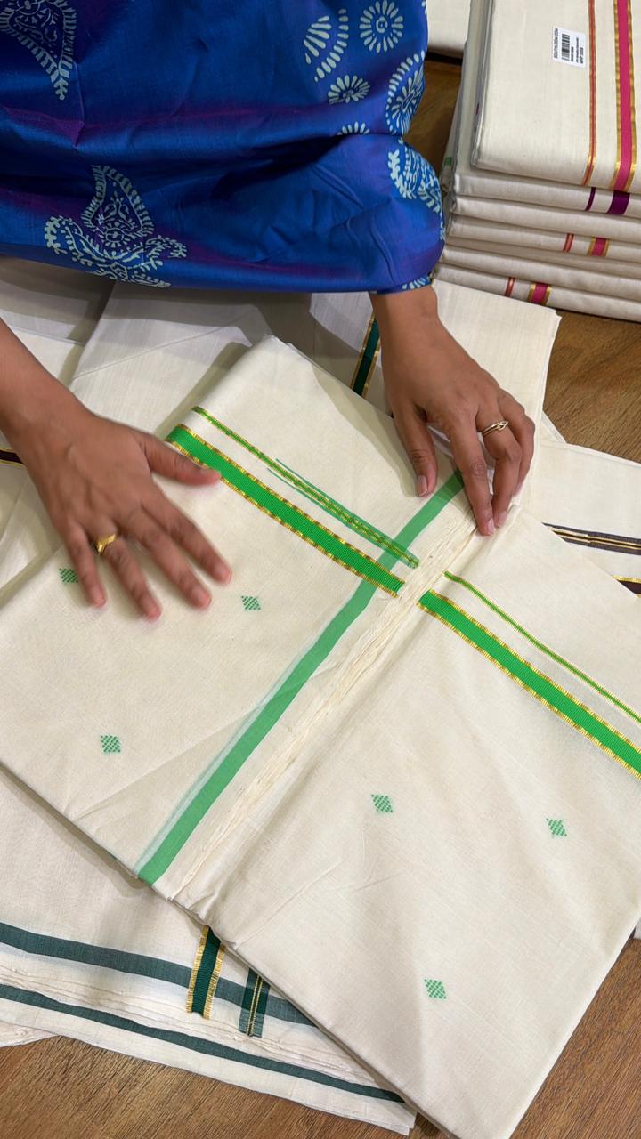 Green Border Handloom Saree With Butta Design SL121