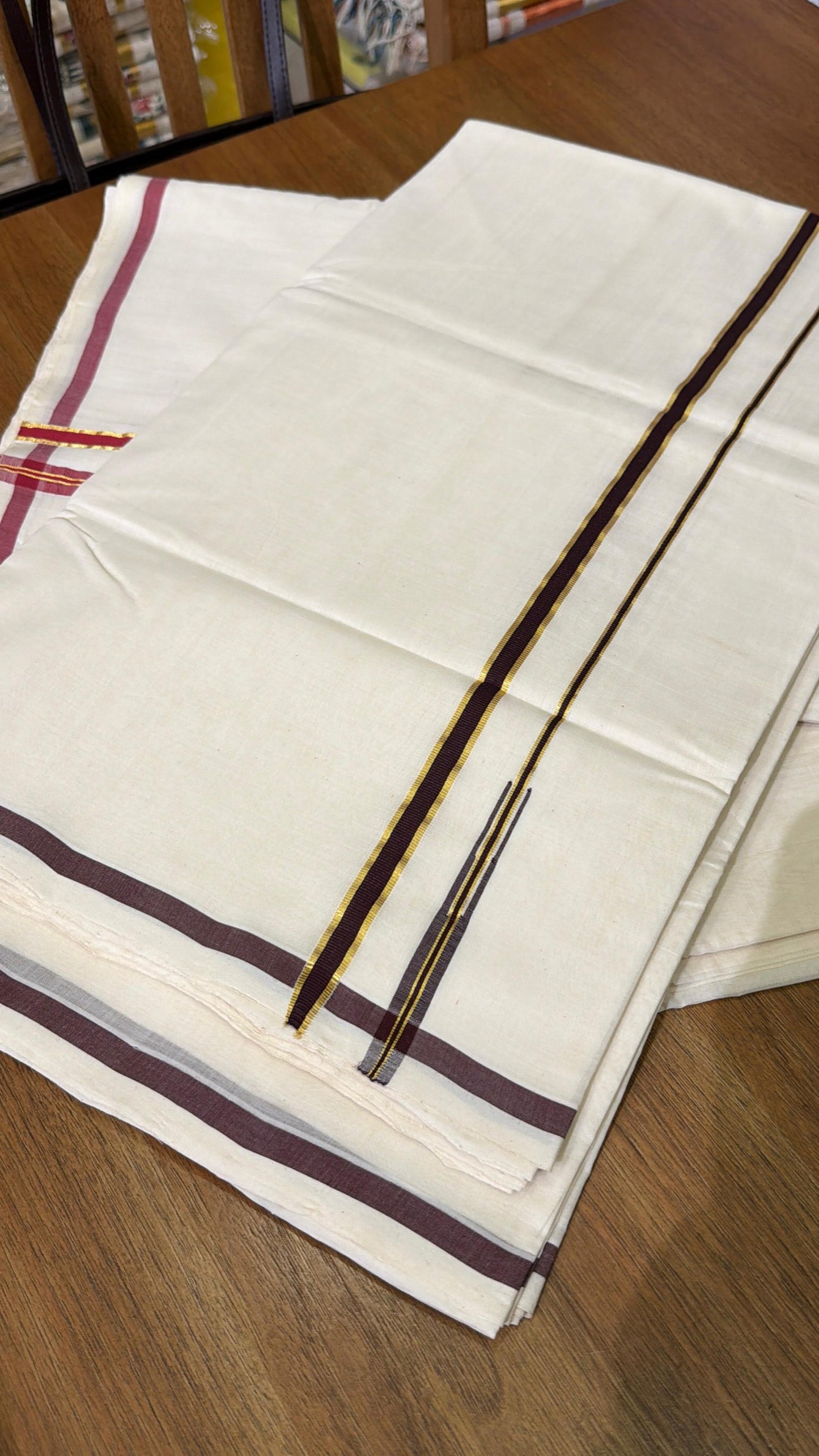 Brown With Kasavu Border Handloom Cotton Saree SL123