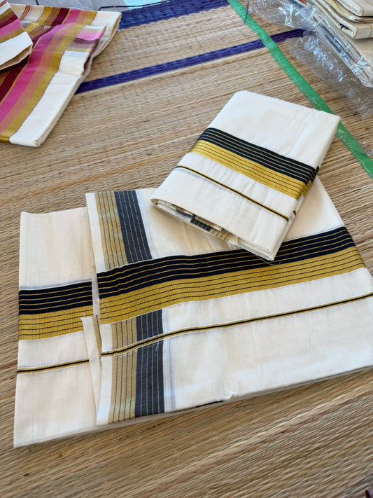 Black Kasavu And Kara Single Set Mundu (2.80 mtrs) SL110