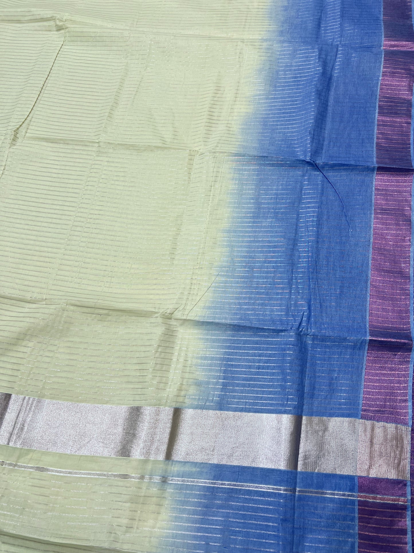 Southloom Tie and Dye Rose Kasavu Lines Saree in Blue