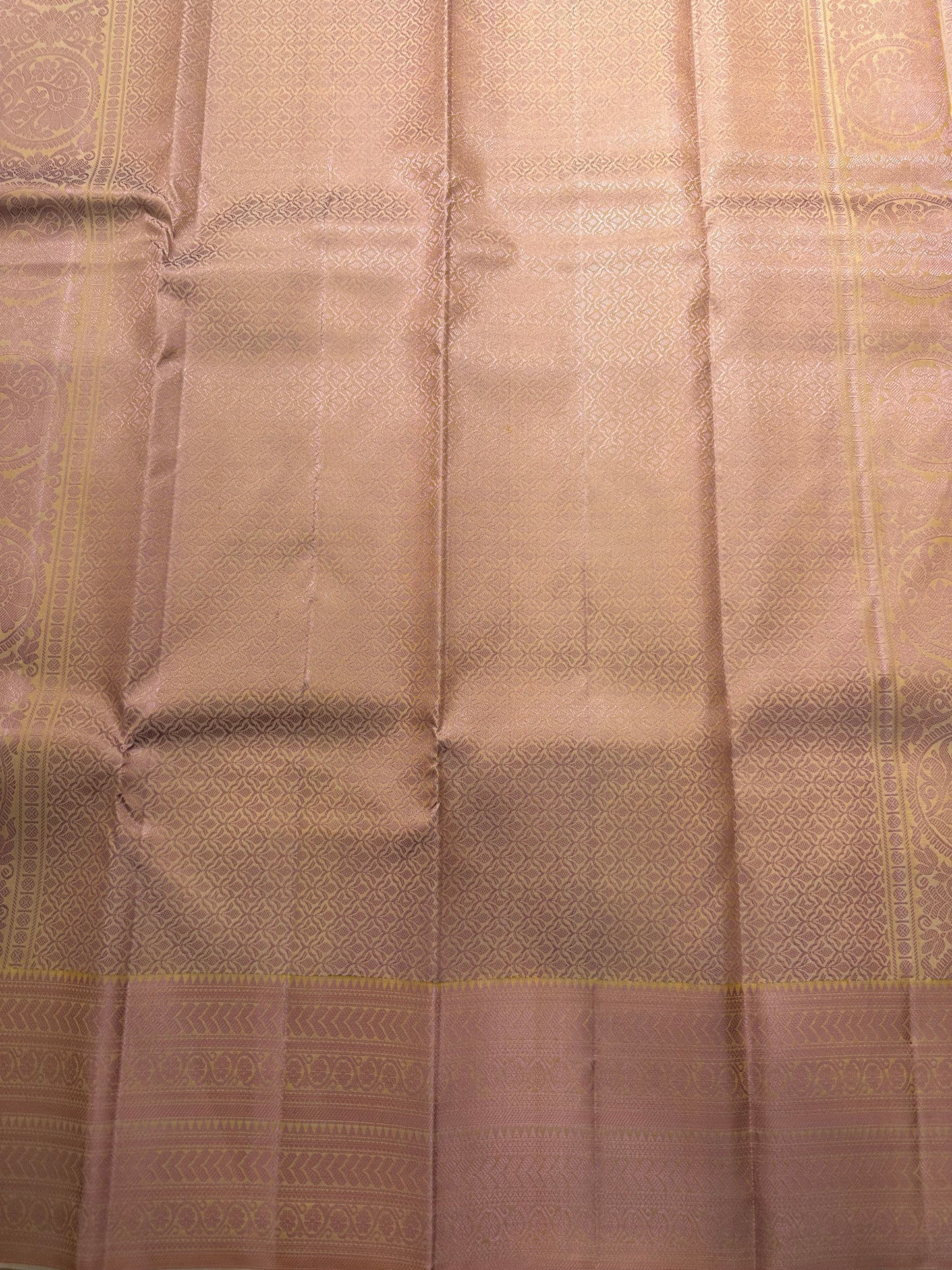 Southloom Pure Handloom Bridal Kanchipuram Silk Saree with Resham Work (Beige) SL623