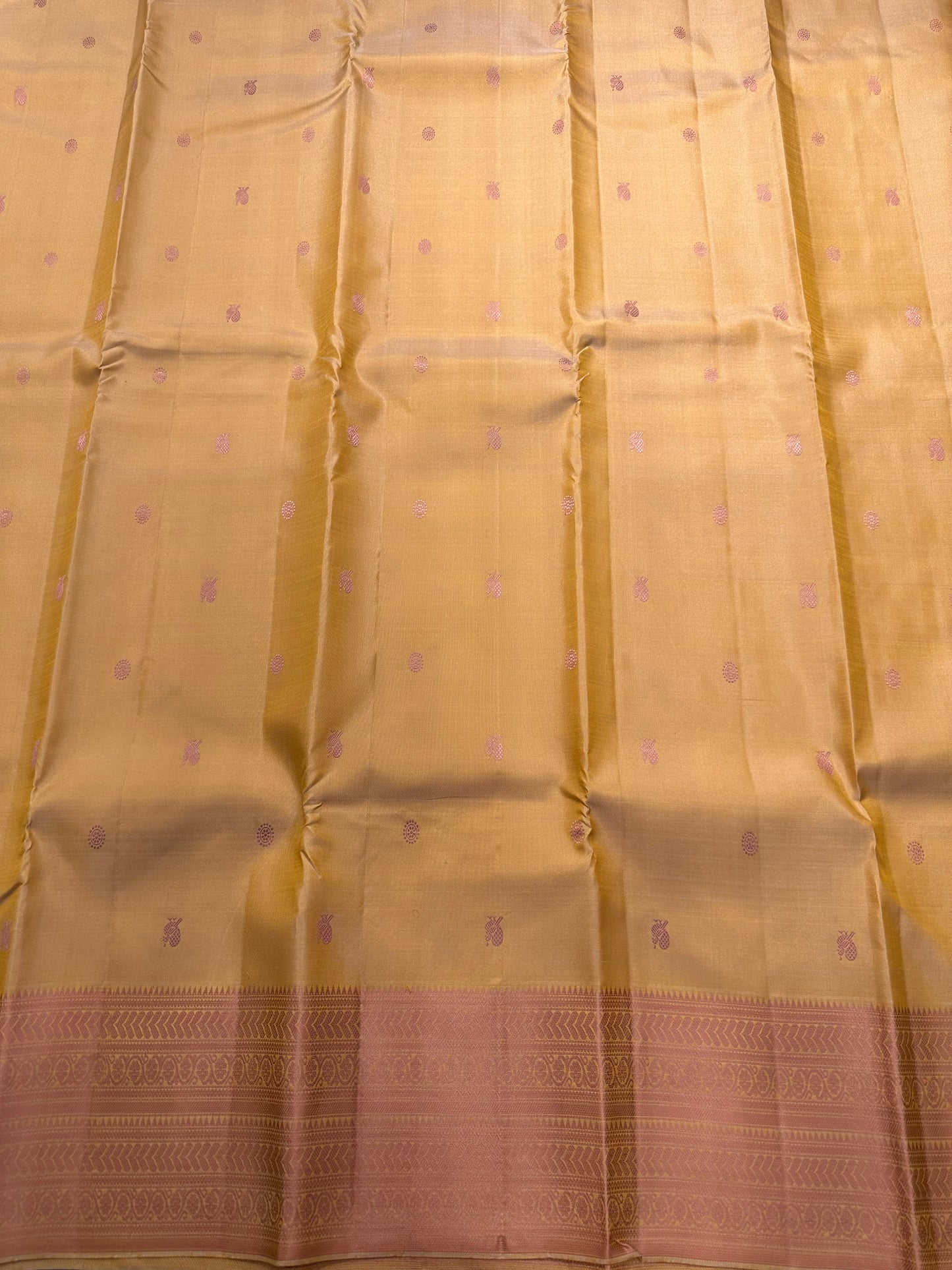 Southloom Pure Handloom Bridal Kanchipuram Silk Saree with Resham Work (Beige) SL623