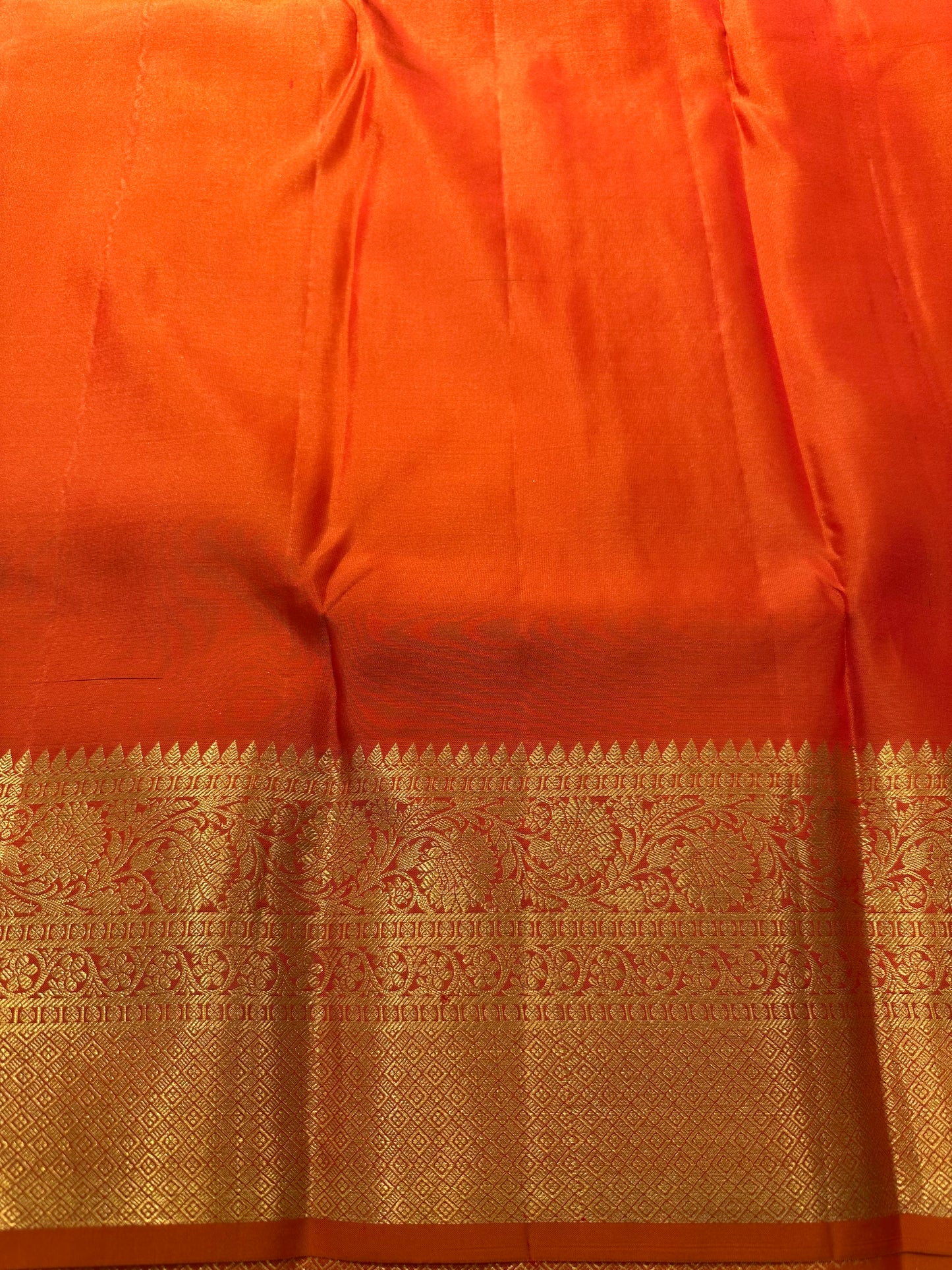 Southloom Pure Handloom Bridal Kanchipuram Brocade Silk Saree (Orange) SL623
