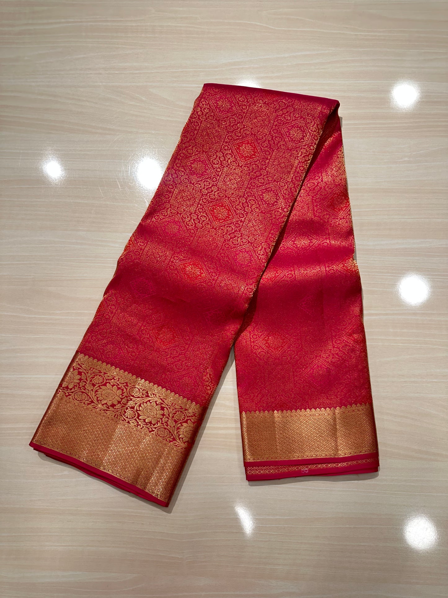 Southloom Pure Handloom Bridal Kanchipuram Brocade Silk Saree (Magenta) SL623