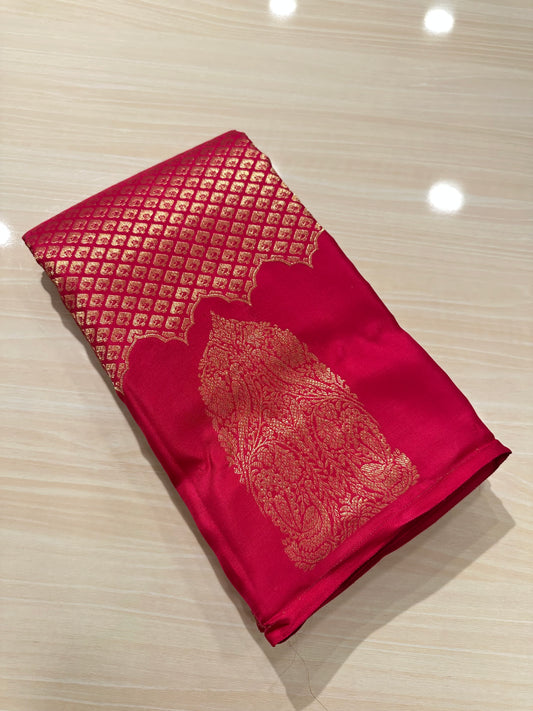 Southloom Pure Handloom Bridal Kanchipuram Brocade Silk Saree (Magenta) SL623
