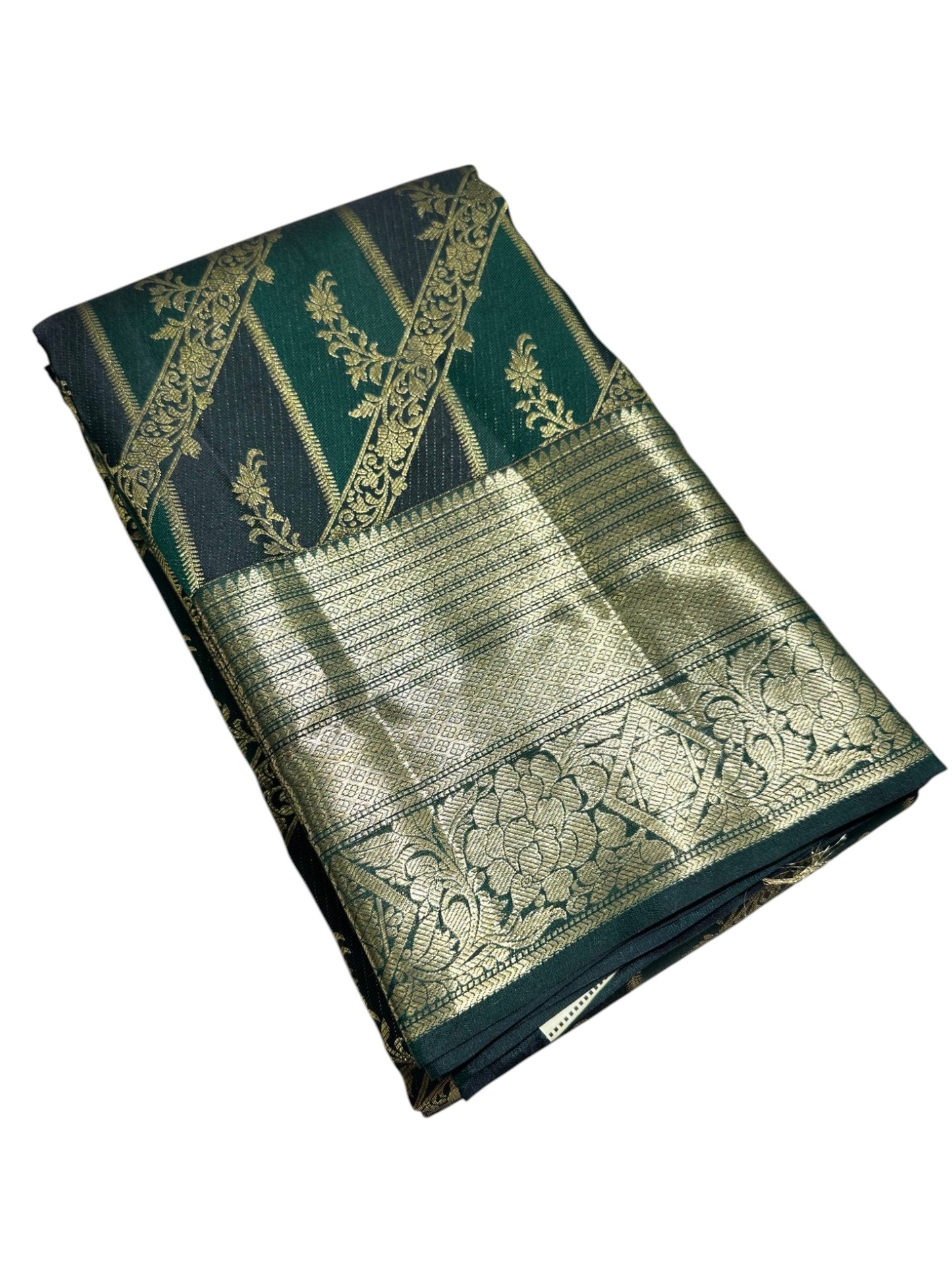 Southloom Pure Handloom Bridal Kanchipuram Brocade Silk Saree (Green) SL623