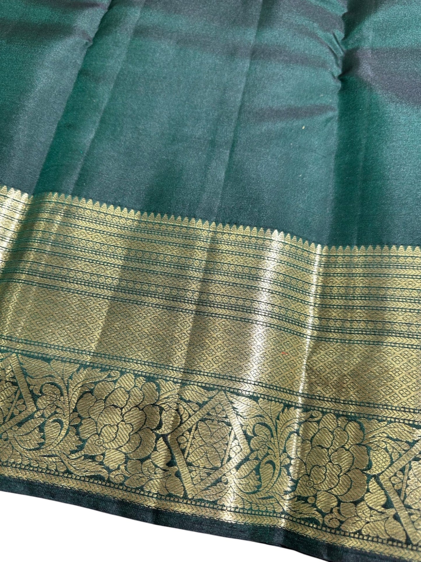 Southloom Pure Handloom Bridal Kanchipuram Brocade Silk Saree (Green) SL623