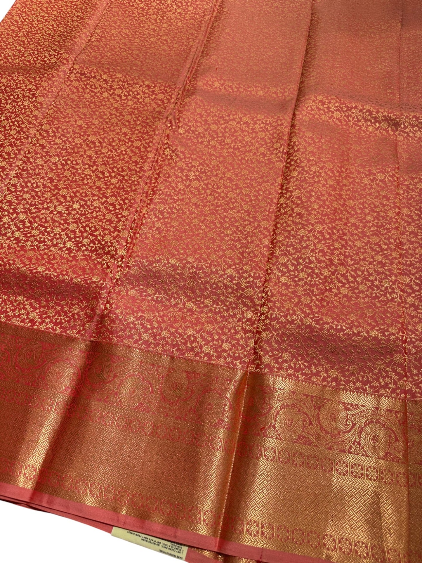 Southloom Pure Handloom Bridal Kanchipuram Brocade Silk Saree (Peach) SL623