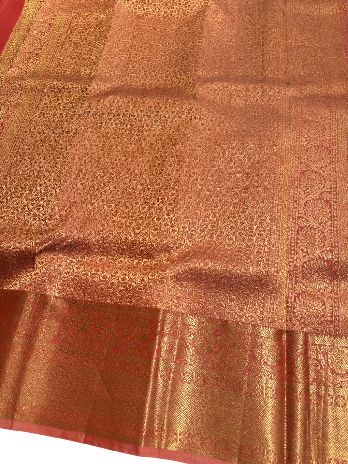Southloom Pure Handloom Bridal Kanchipuram Brocade Silk Saree (Peach) SL623