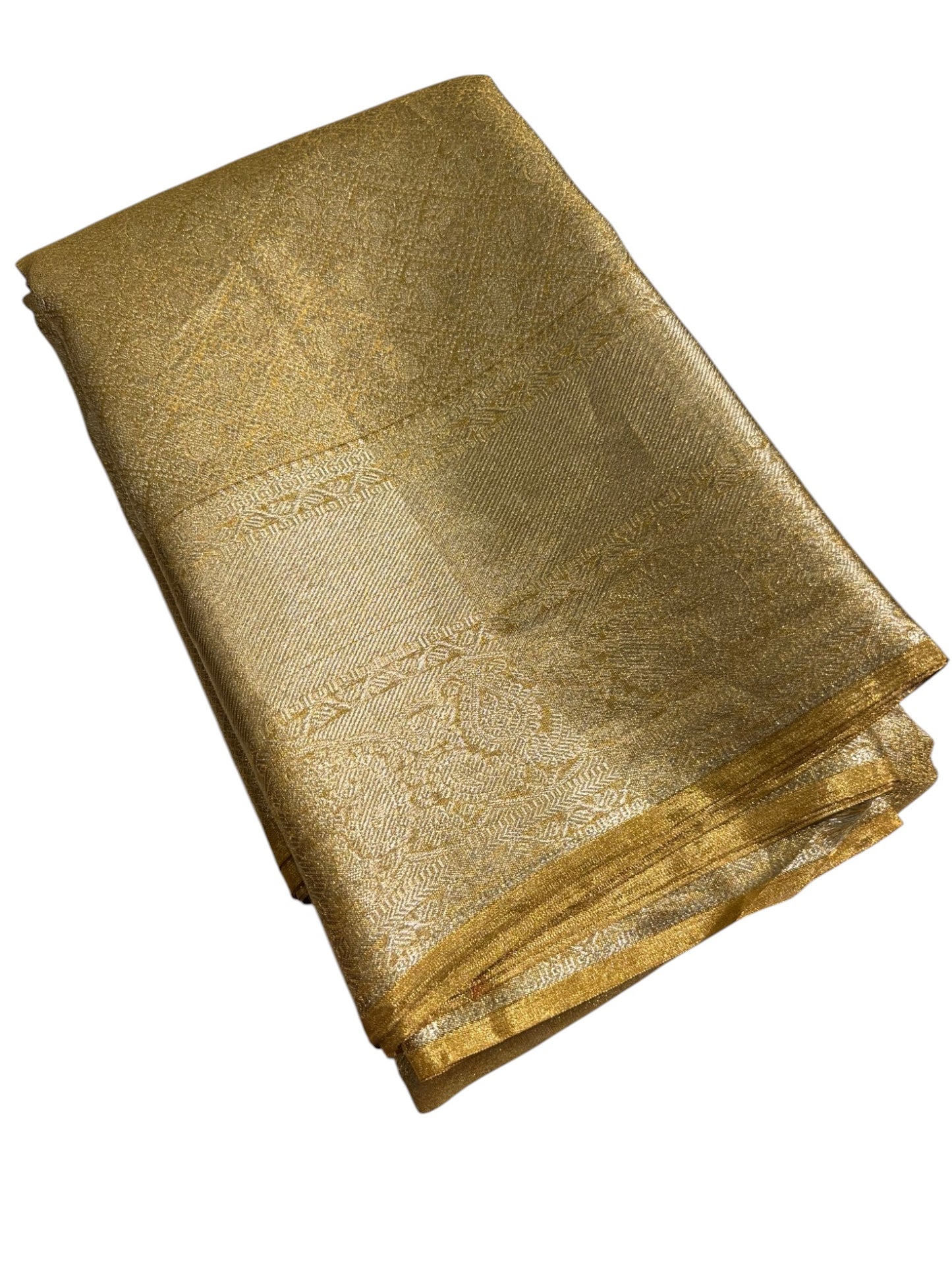 Southloom Pure Handloom Bridal Kanchipuram Tissue Brocade Silk Saree (Golden) SL623