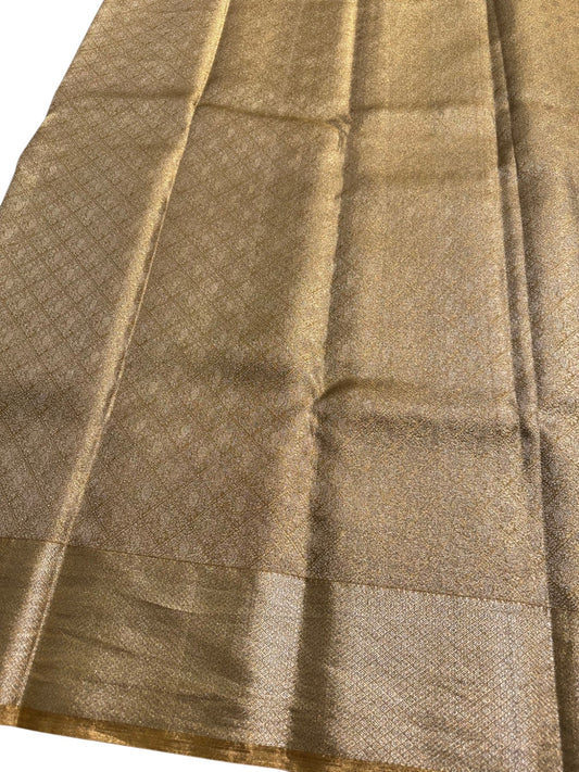 Southloom Pure Handloom Bridal Kanchipuram Tissue Brocade Silk Saree (Golden) SL623