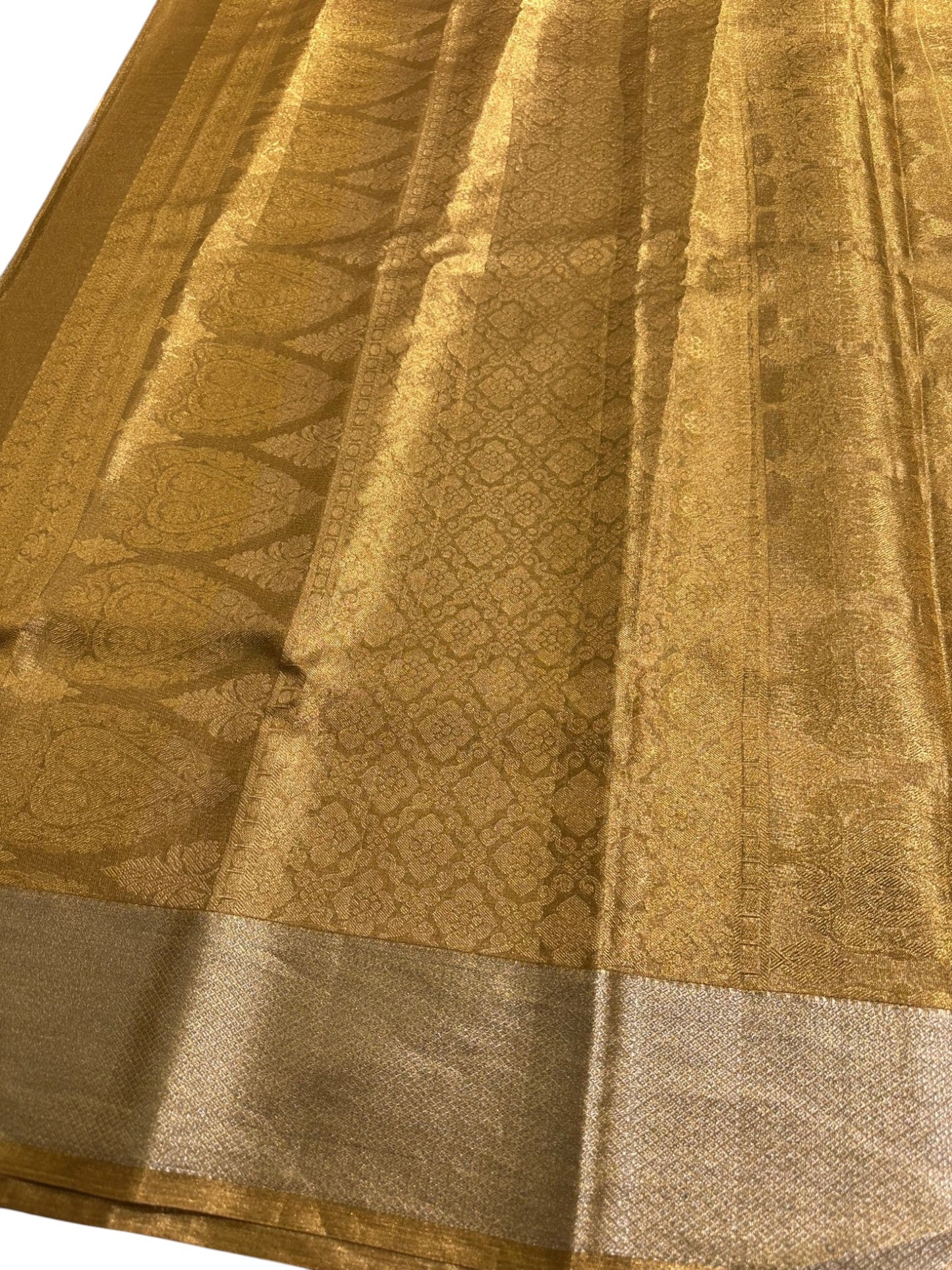 Southloom Pure Handloom Bridal Kanchipuram Tissue Brocade Silk Saree (Golden) SL623