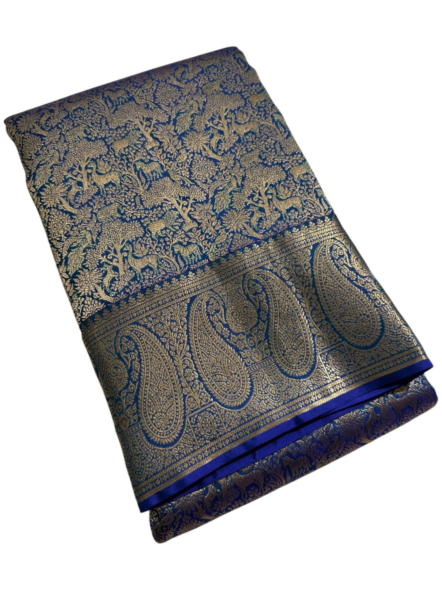 Southloom Pure Handloom Bridal Kanchipuram  Brocade Silk Saree (Blue) SL623
