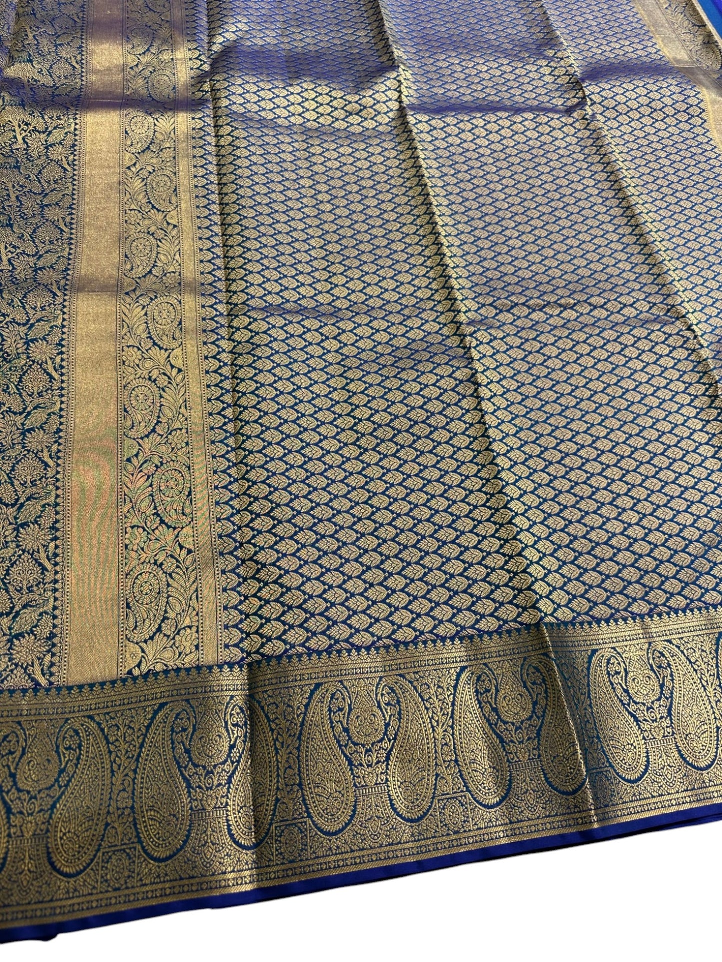 Southloom Pure Handloom Bridal Kanchipuram  Brocade Silk Saree (Blue) SL623