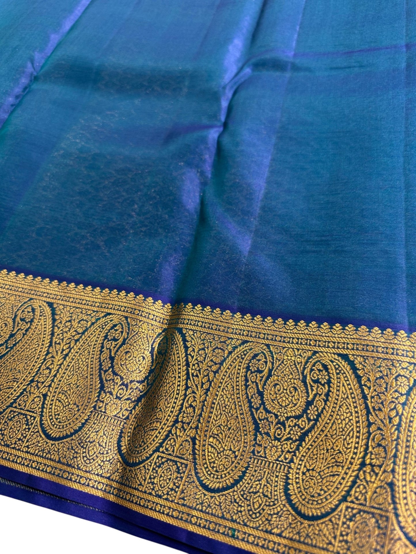 Southloom Pure Handloom Bridal Kanchipuram  Brocade Silk Saree (Blue) SL623