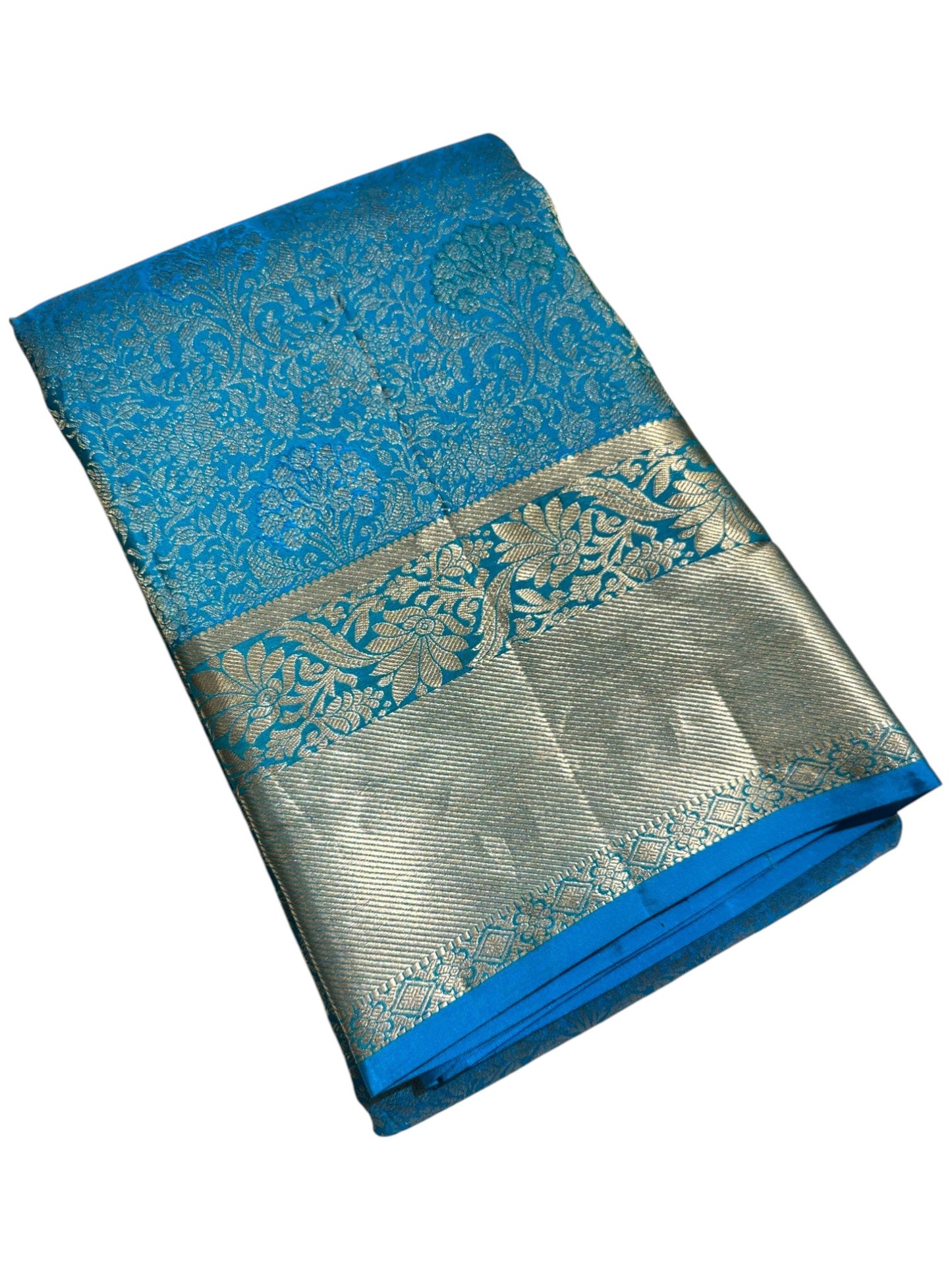 Southloom Pure Handloom Bridal Kanchipuram  Brocade Silk Saree (Blue) SL623