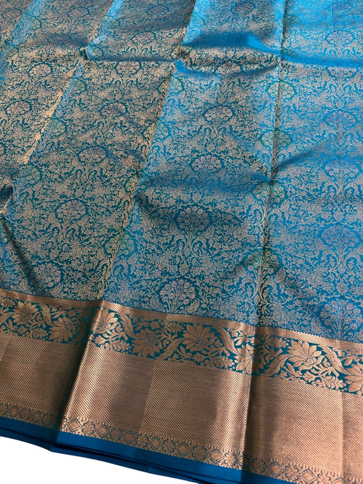 Southloom Pure Handloom Bridal Kanchipuram  Brocade Silk Saree (Blue) SL623