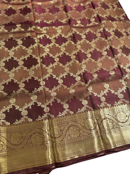 Southloom Pure Handloom Bridal Kanchipuram  Brocade Silk Saree (Brown) SL623