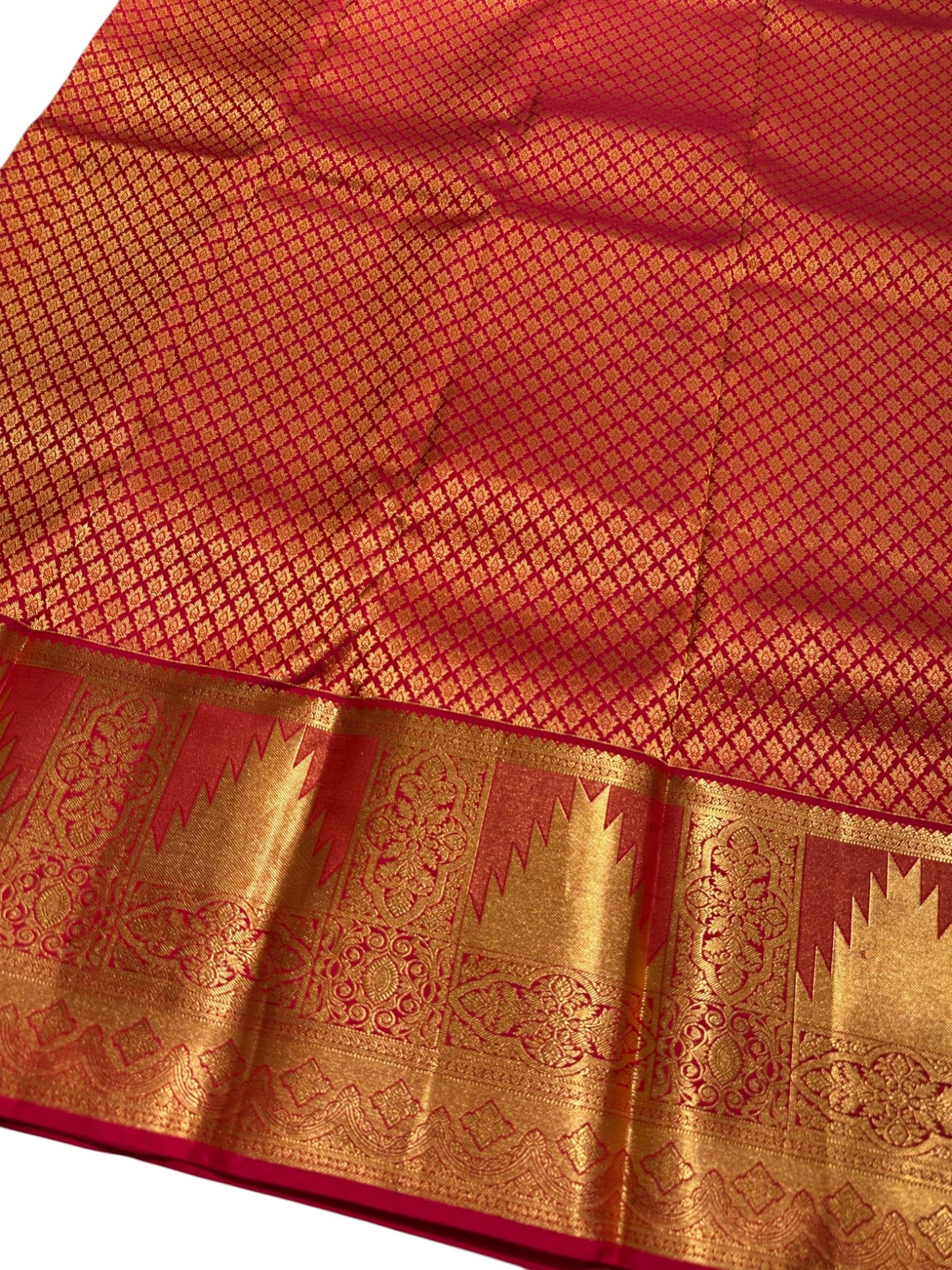 Southloom Pure Handloom Bridal Kanchipuram  Brocade Silk Saree (Reddish Pink) SL623