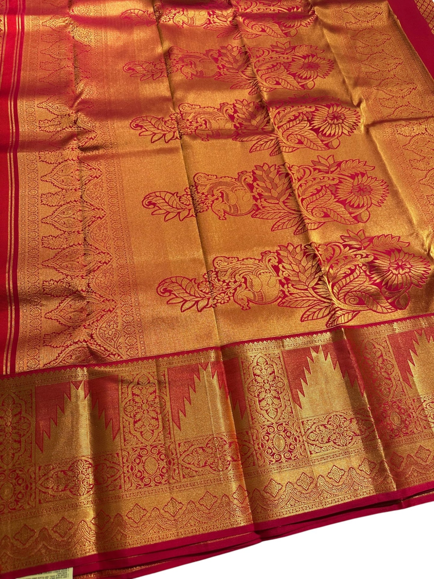 Southloom Pure Handloom Bridal Kanchipuram  Brocade Silk Saree (Reddish Pink) SL623