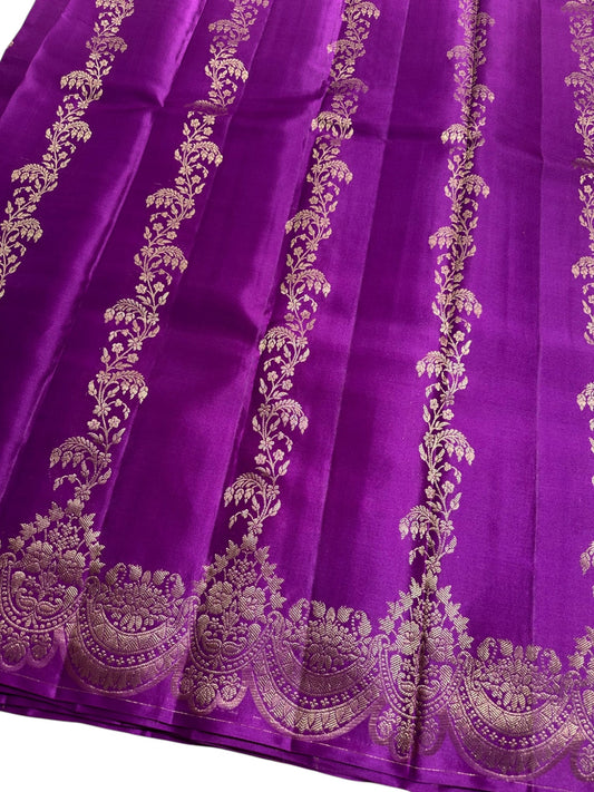 Southloom Pure Handloom Bridal Kanchipuram  Brocade Silk Saree (Violet) SL623