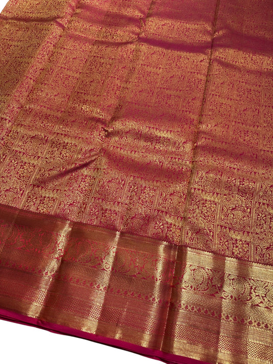 Southloom Pure Handloom Bridal Kanchipuram  Brocade Silk Saree (Magenta) SL623