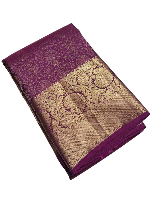 Southloom Pure Handloom Bridal Kanchipuram  Brocade Silk Saree (Purple) SL623