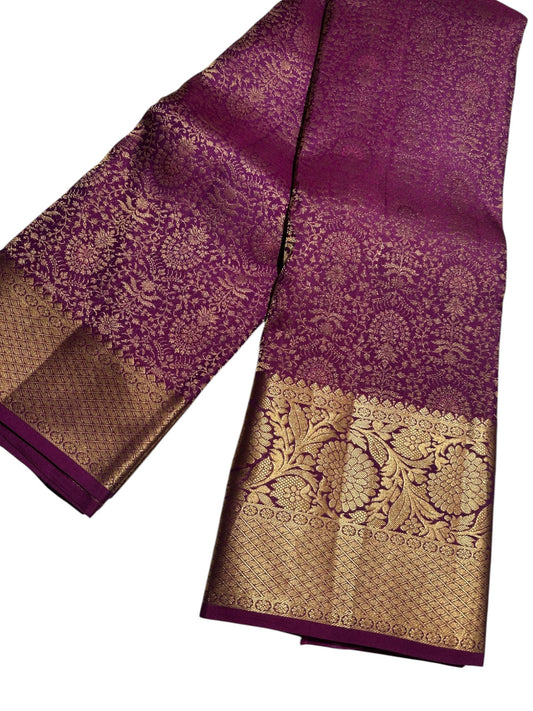 Southloom Pure Handloom Bridal Kanchipuram  Brocade Silk Saree (Purple) SL623