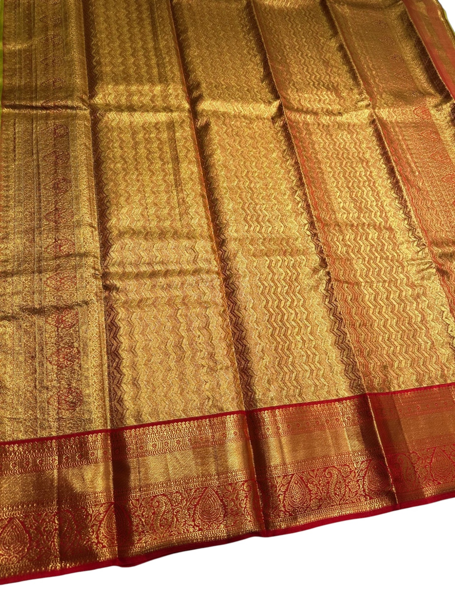 Southloom Pure Handloom Bridal Kanchipuram  Brocade Silk Saree (Green & Red) SL623