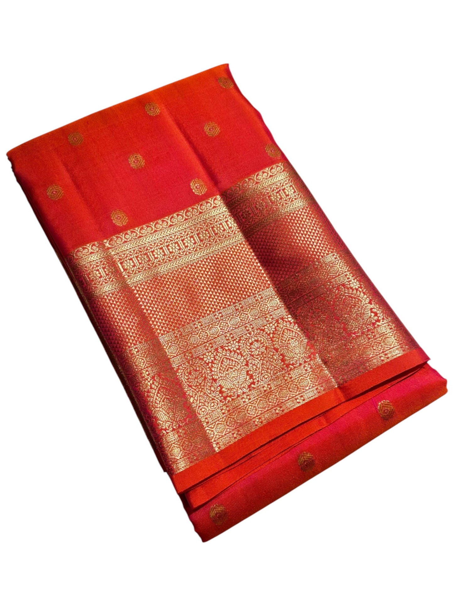 Southloom Pure Handloom Bridal Kanchipuram  Brocade Silk Saree (Orange & Pink) SL623