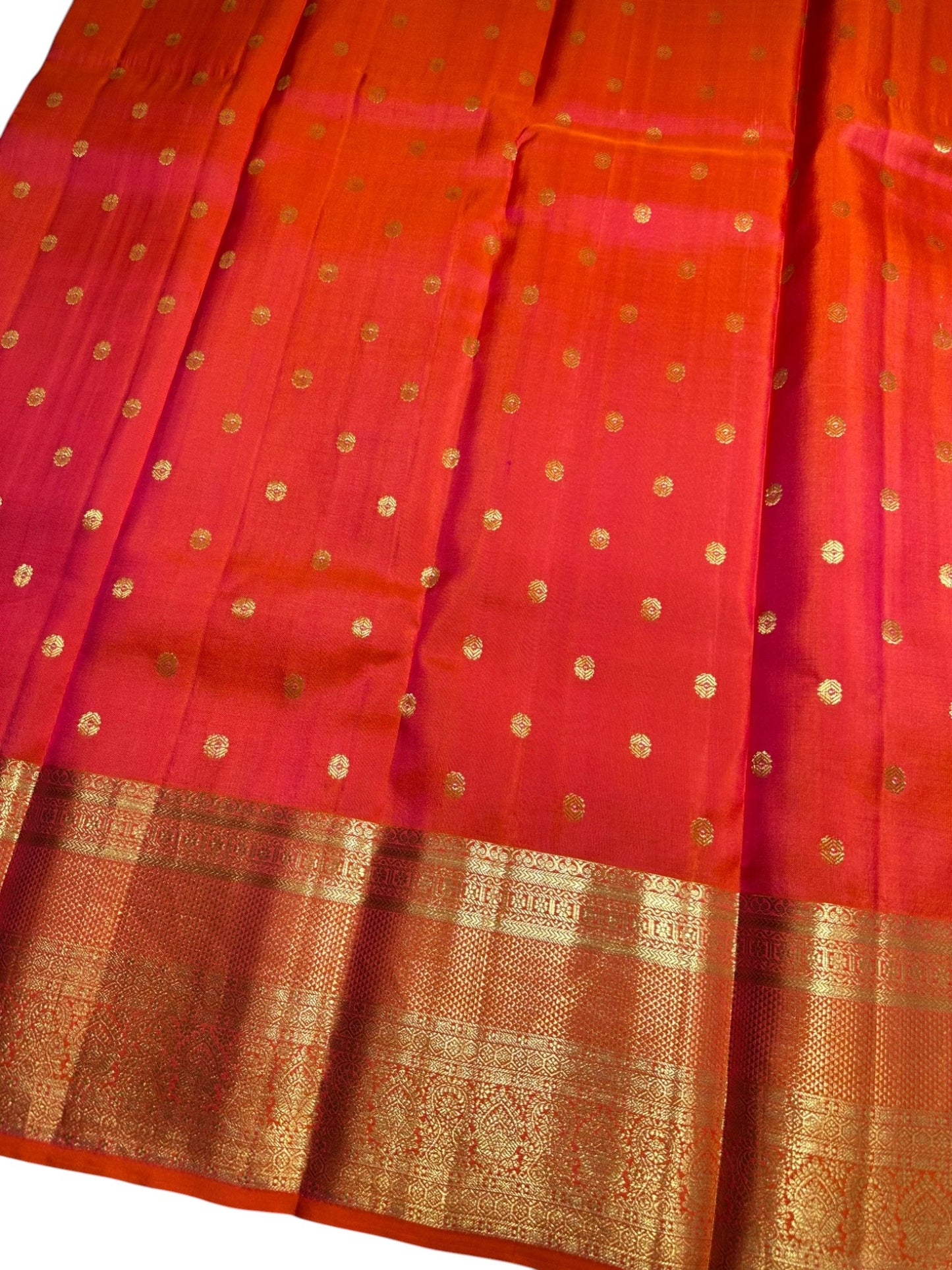 Southloom Pure Handloom Bridal Kanchipuram  Brocade Silk Saree (Orange & Pink) SL623
