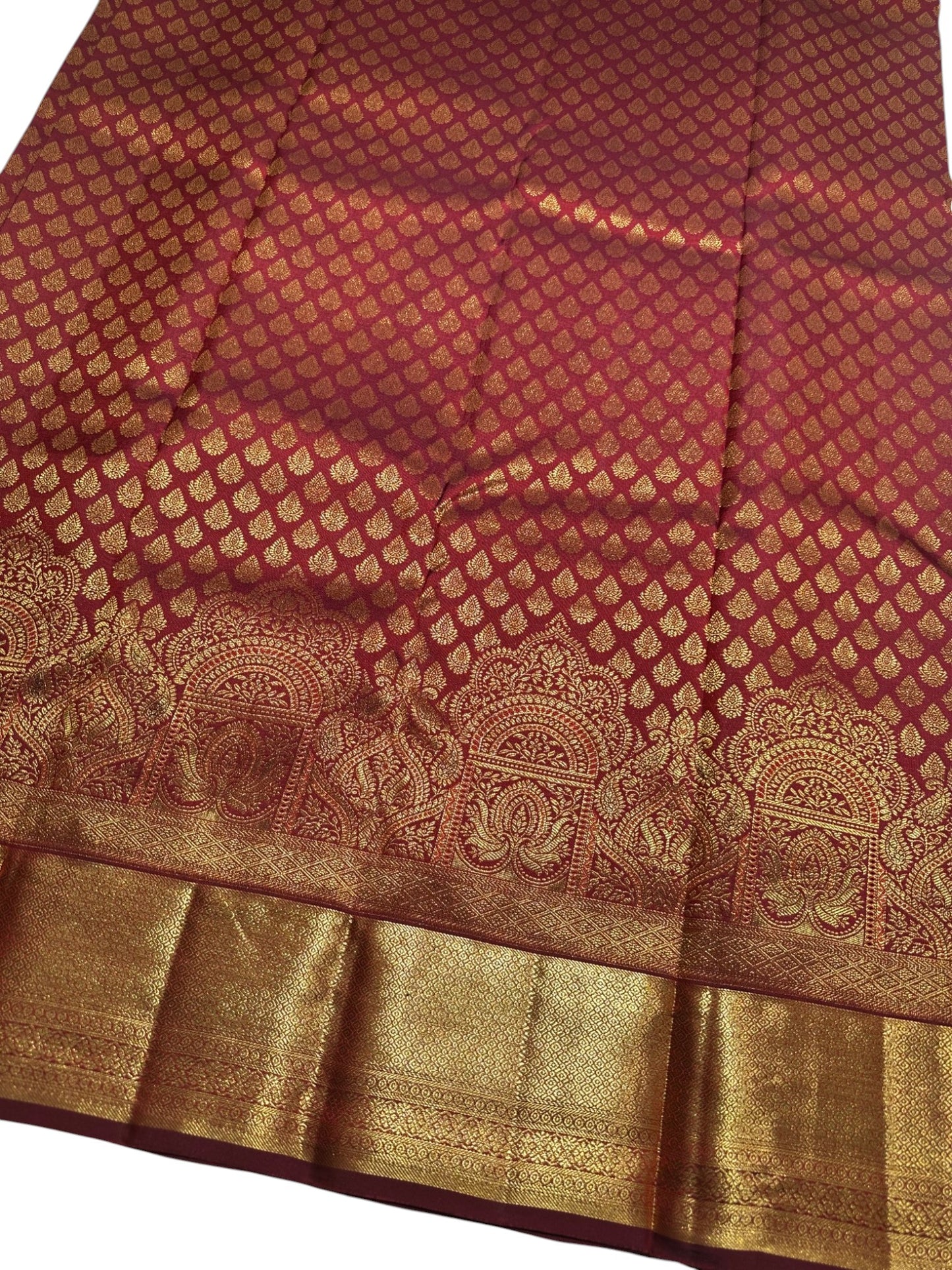 Southloom Pure Handloom Bridal Kanchipuram Brocade Silk Saree (Maroon) SL623